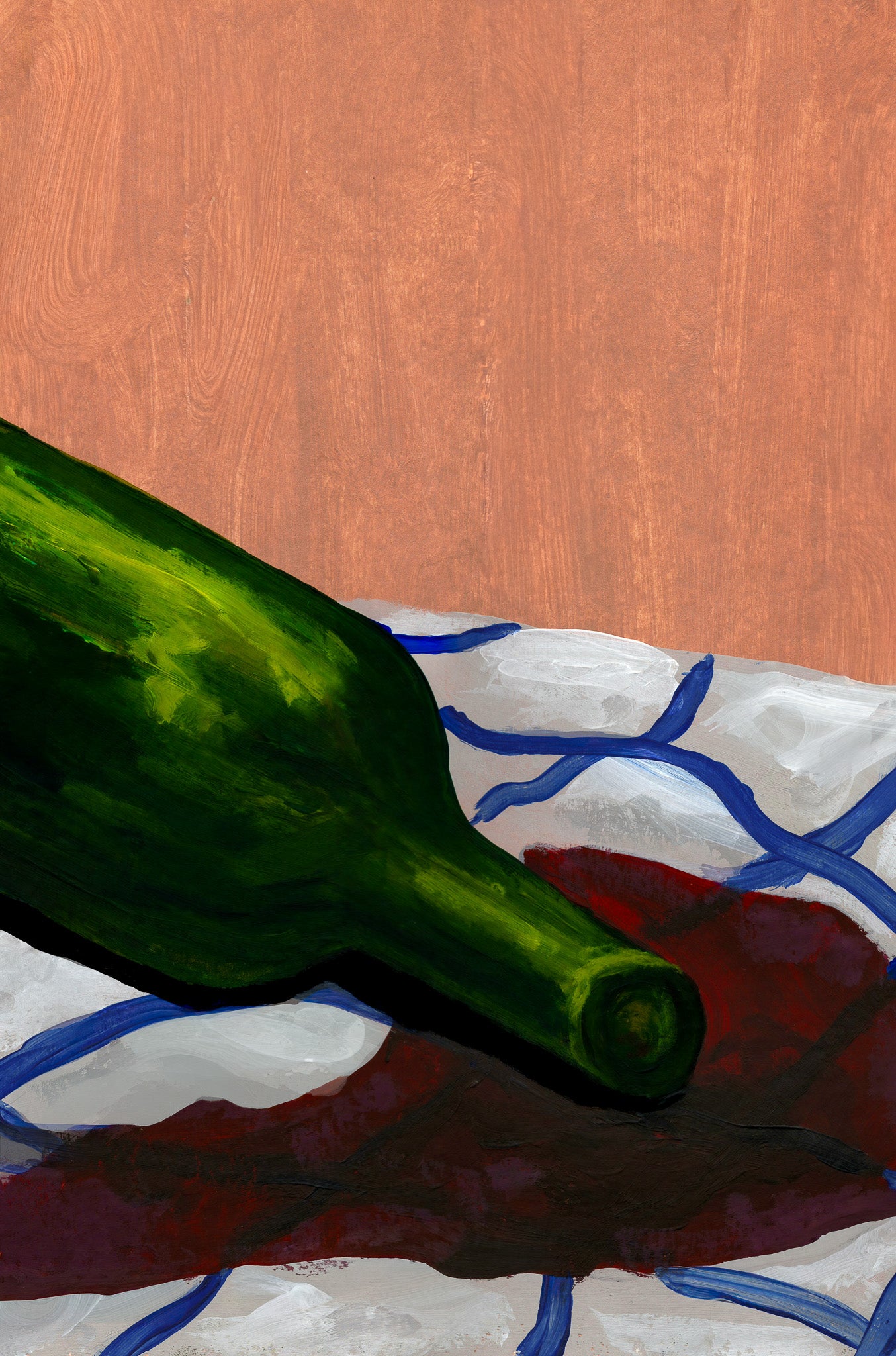 Spilled wine bottle